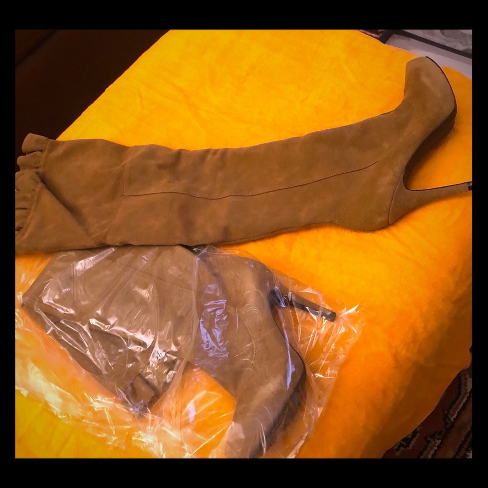 Mojo Moxy Camel Suede Thigh High Boots
